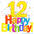 Festive and Colorful Happy 12th Birthday GIF Image