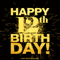 12th Birthday GIF. Best Fireworks Animated Image for 12 Year Olds.