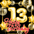 Wishing you many golden years ahead! Happy 13th birthday animated birthday GIF.