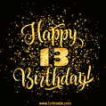 Gold Confetti Animation (loop, gif) - Happy 13th Birthday Lettering Card