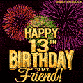 Happy 13th Birthday for Friend Amazing Fireworks GIF
