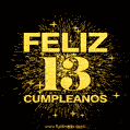 GIF animado para cumpleaños con el número 13 - feliz cumpleaños gif de fuegos artificiales