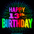 Wishing You A Happy 13th Birthday! Animated GIF Image.