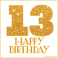 Gold Glitter 13th Birthday GIF