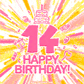 Congratulations on your 14th birthday! Happy 14th birthday GIF, free download.