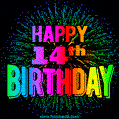 Wishing You A Happy 14th Birthday! Animated GIF Image.