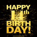 14th Birthday GIF. Best Fireworks Animated Image for 14 Year Olds.