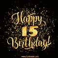 Gold Confetti Animation (loop, gif) - Happy 15th Birthday Lettering Card