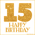 Gold Glitter 15th Birthday GIF