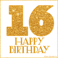 Gold Glitter 16th Birthday GIF