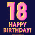 Happy 18th Birthday Cool 3D Text Animation GIF