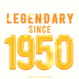 A bold golden animation featuring 'Legendary Since 1950' with a clean, radiant design that highlights the greatness of this special year.