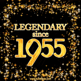 A shimmering golden text animation reading 'Legendary since 1955' surrounded by twinkling stars.