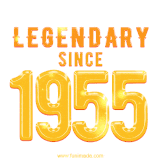 A bold golden animation featuring 'Legendary Since 1955' with a clean, radiant design that highlights the greatness of this special year.