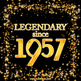 A shimmering golden text animation reading 'Legendary since 1957' surrounded by twinkling stars.