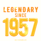 A bold golden animation featuring 'Legendary Since 1957' with a clean, radiant design that highlights the greatness of this special year.