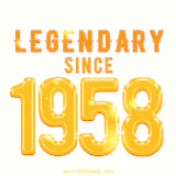 A bold golden animation featuring 'Legendary Since 1958' with a clean, radiant design that highlights the greatness of this special year.