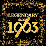 A shimmering golden text animation reading 'Legendary since 1963' surrounded by twinkling stars.