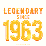 A bold golden animation featuring 'Legendary Since 1963' with a clean, radiant design that highlights the greatness of this special year.