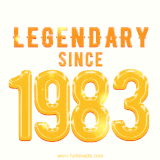 A bold golden animation featuring 'Legendary Since 1983' with a clean, radiant design that highlights the greatness of this special year.