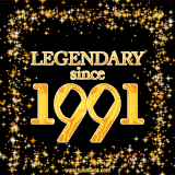 A shimmering golden text animation reading 'Legendary since 1991' surrounded by twinkling stars.