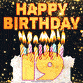 Happy 19th Birthday Cake GIF, Free Download