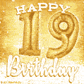 Download & Send Cute Balloons Happy 19th Birthday Card for Free