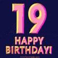 Happy 19th Birthday Cool 3D Text Animation GIF