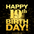 19th Birthday GIF. Best Fireworks Animated Image for 19 Year Olds.