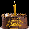 1st Birthday Chocolate Cake with Gold Glitter Number 1 Candle (GIF)