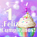 GIF para cumpleaños de 1 con pastel de cumpleaños y los mejores deseos