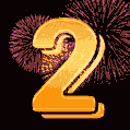 Number 2 GIF. Golden number 2 and animated fireworks.