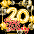 Wishing you many golden years ahead! Happy 20th birthday animated birthday GIF.