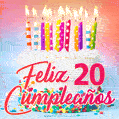 Cumpleaños de 20 - delicioso pastel de cumpleaños con velas