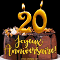 Gâteau d'anniversaire avec bougies GIF – 20 ans