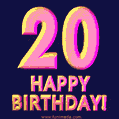 Happy 20th Birthday Cool 3D Text Animation GIF