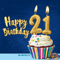 Happy Birthday - 21 Years Old Animated Card