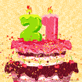 Hand Drawn 21st Birthday Cake Greeting Card (Animated Loop GIF)
