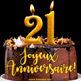 Gâteau d'anniversaire avec bougies GIF – 21 ans