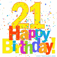 Festive and Colorful Happy 21st Birthday GIF Image