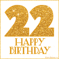 Gold Glitter 22nd Birthday GIF