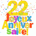Image GIF festive et colorée de joyeux anniversaire 22 ans