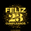 GIF animado para cumpleaños con el número 23 - feliz cumpleaños gif de fuegos artificiales