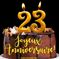 Gâteau d'anniversaire avec bougies GIF – 23 ans