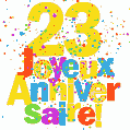 Image GIF festive et colorée de joyeux anniversaire 23 ans
