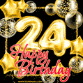 Wishing you many golden years ahead! Happy 24th birthday animated birthday GIF.