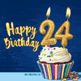 Happy Birthday - 24 Years Old Animated Card