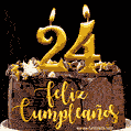 Felices 24 Años - Hermosa imagen de pastel de feliz cumpleaños