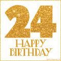 Gold Glitter 24th Birthday GIF