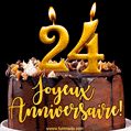 Gâteau d'anniversaire avec bougies GIF – 24 ans